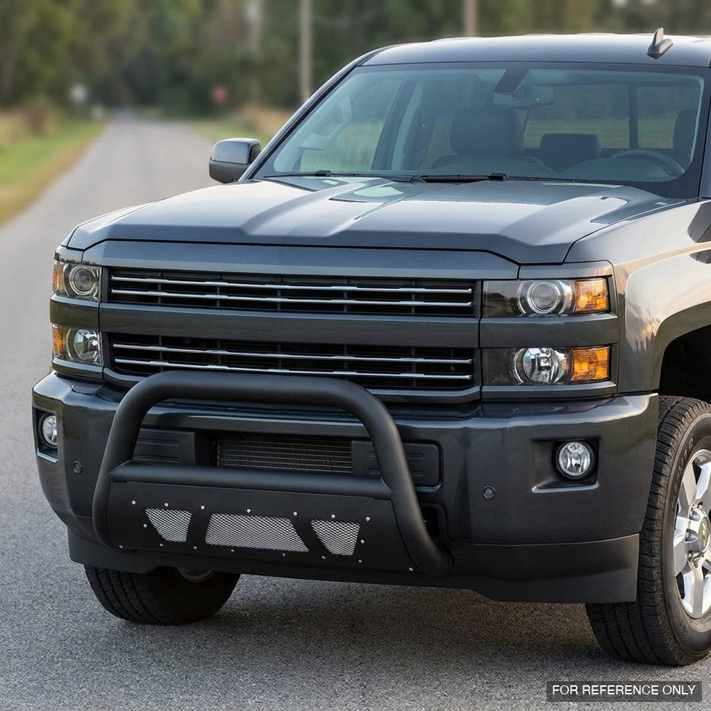 2011-2019 Chevrolet Silverado & GMC Sierra 2500/3500 HD Bull Guard w/ Studded Mesh Skid Plate — Matte Black
