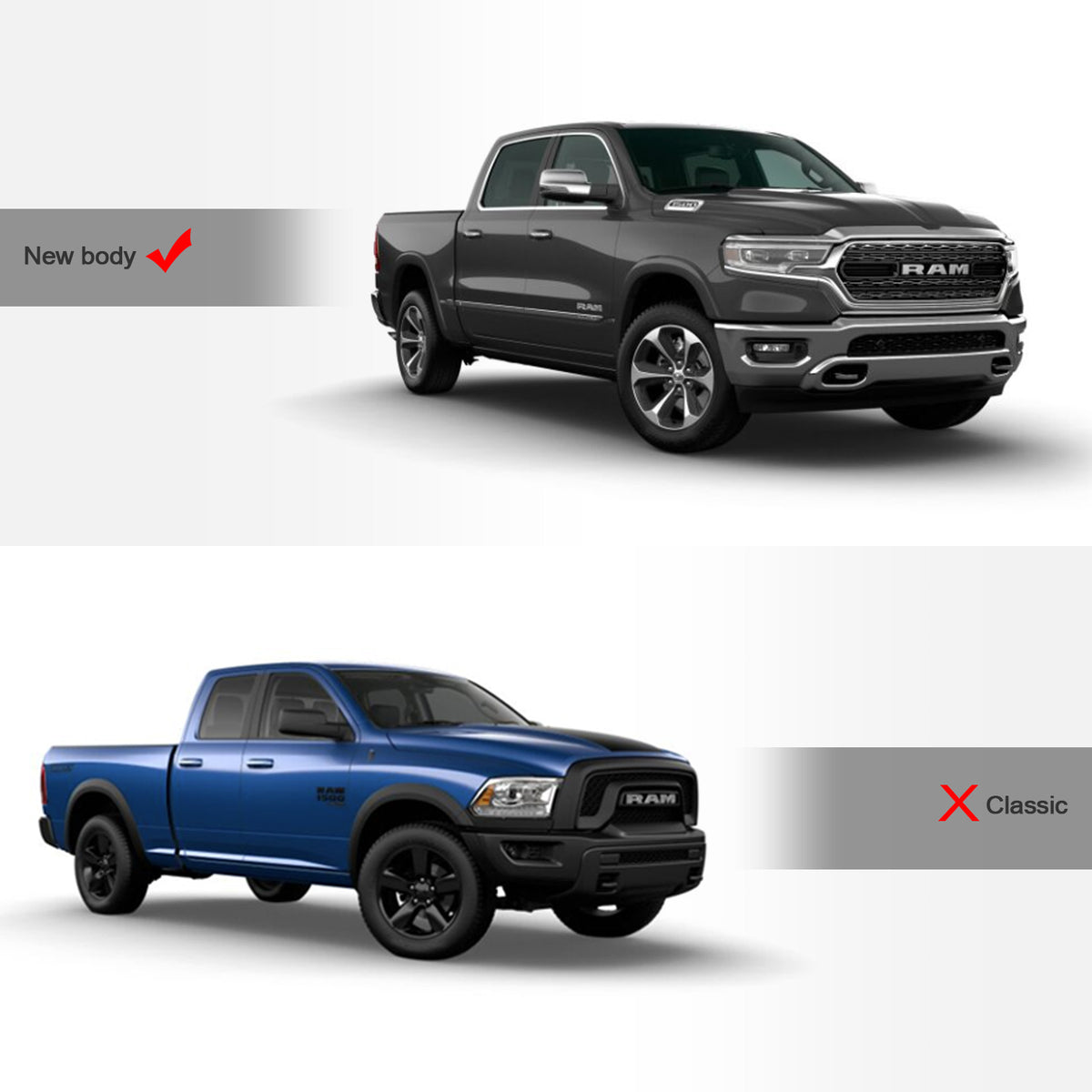 2019-2026 Ram 1500 6.4 ft Bed Rubber Bed Mat - Diamond Plate
