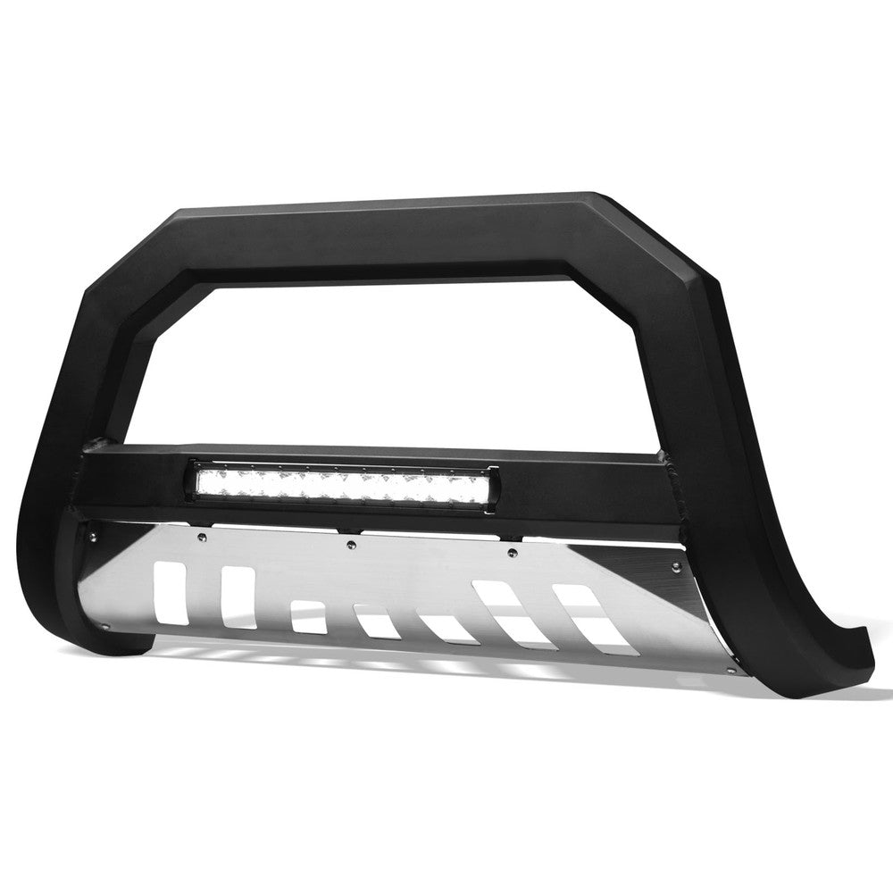 Advanced Series Bull Guard w/ LED Light Bar — Matte Black, Brushed Aluminum Skid Plate — cutout