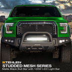 2021-2024 Ford Bronco Studded Mesh Bull Guard Matte Black w/ LED Bar
