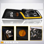 1999-2004 Ford Mustang Crystal Headlights Sequential LED Turn Signal
