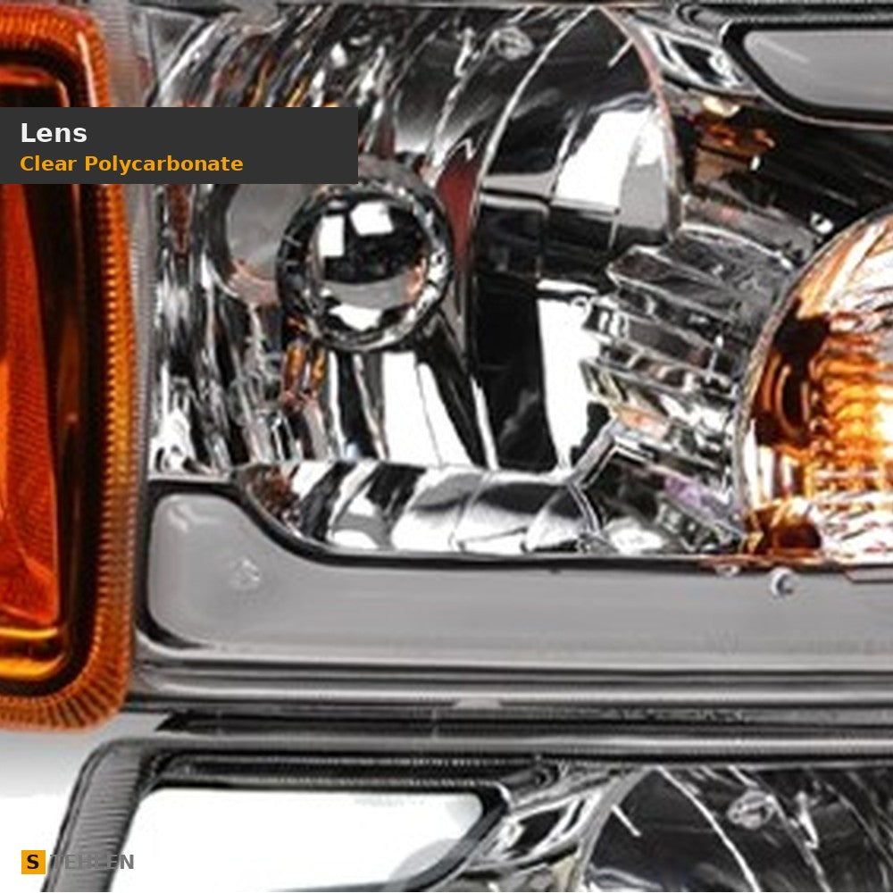 2001-2011 Ford Ranger Crystal Headlights w/ Corner Lights 4pc Set & LED Bar — Chrome — detail