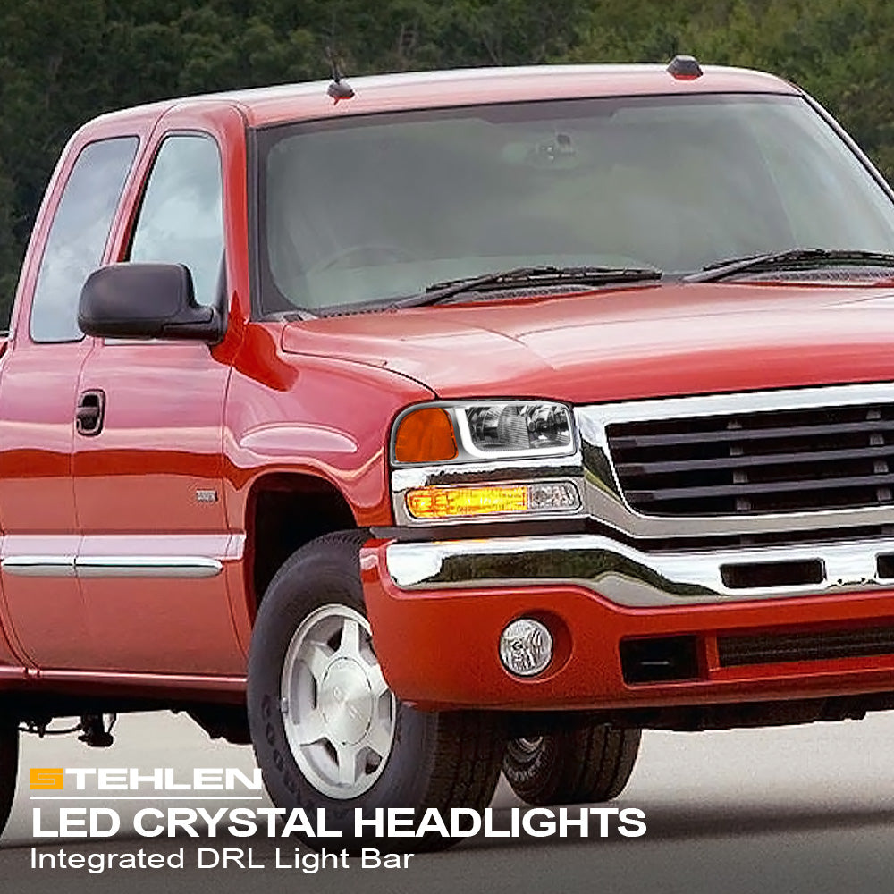 1999-2007 GMC Sierra & 2000-2006 Yukon/Yukon XL LED Crystal Headlights - Chrome