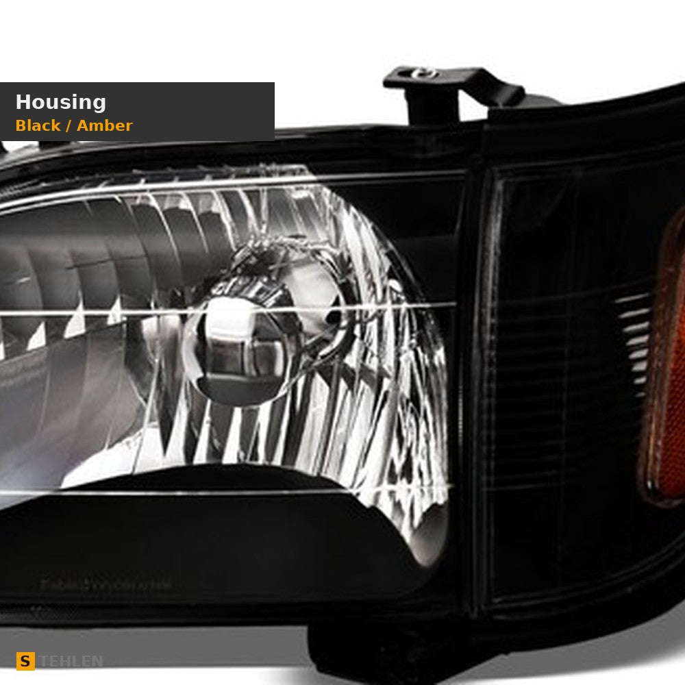 1999-2002 Chevrolet Silverado Crystal Headlights & Parking Lights 4pc Set w/ Sequential LED Bar — Black — detail