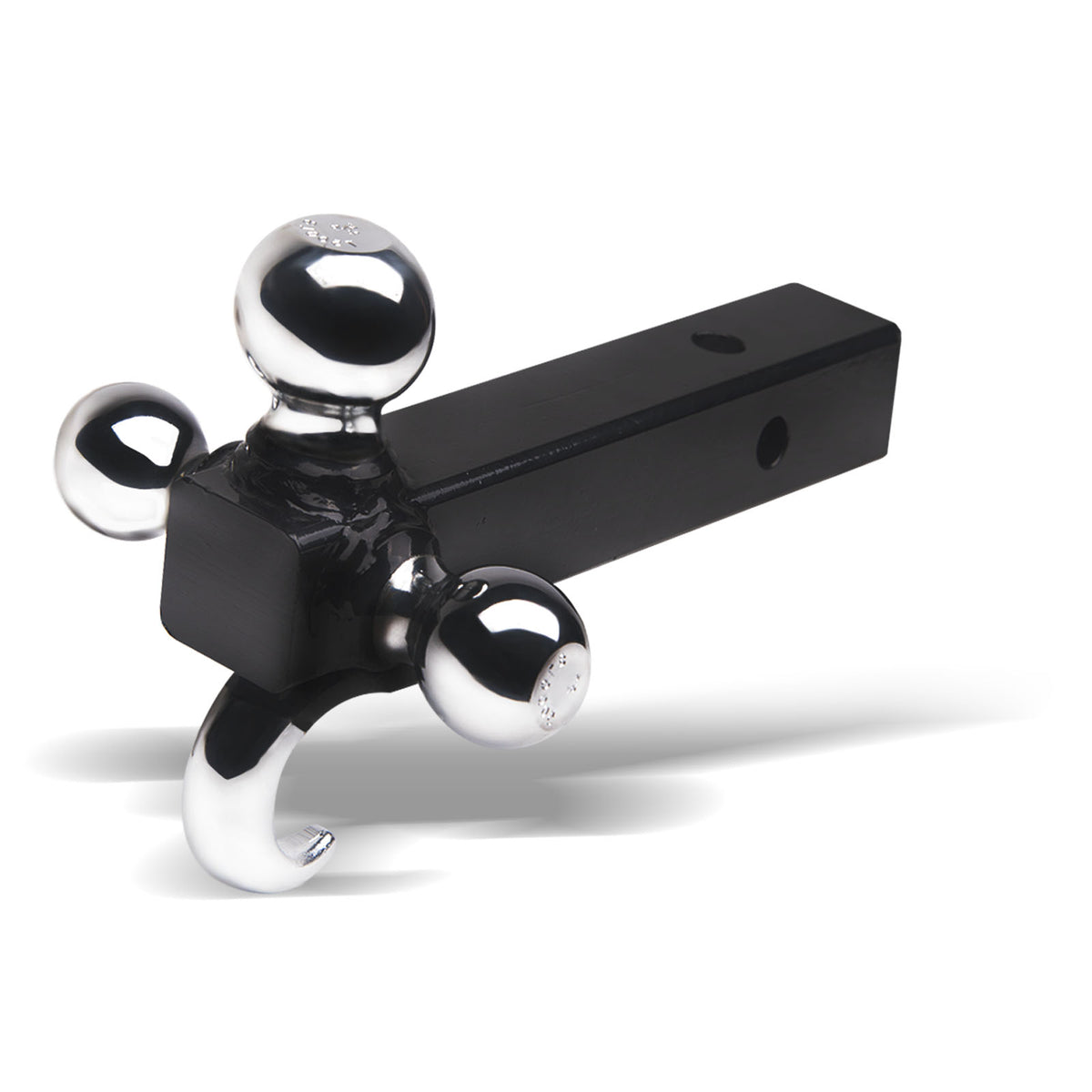 3-in-1 Tri-Ball Trailer Hitch Mount for 2 in. Receiver w/ Hook - Black