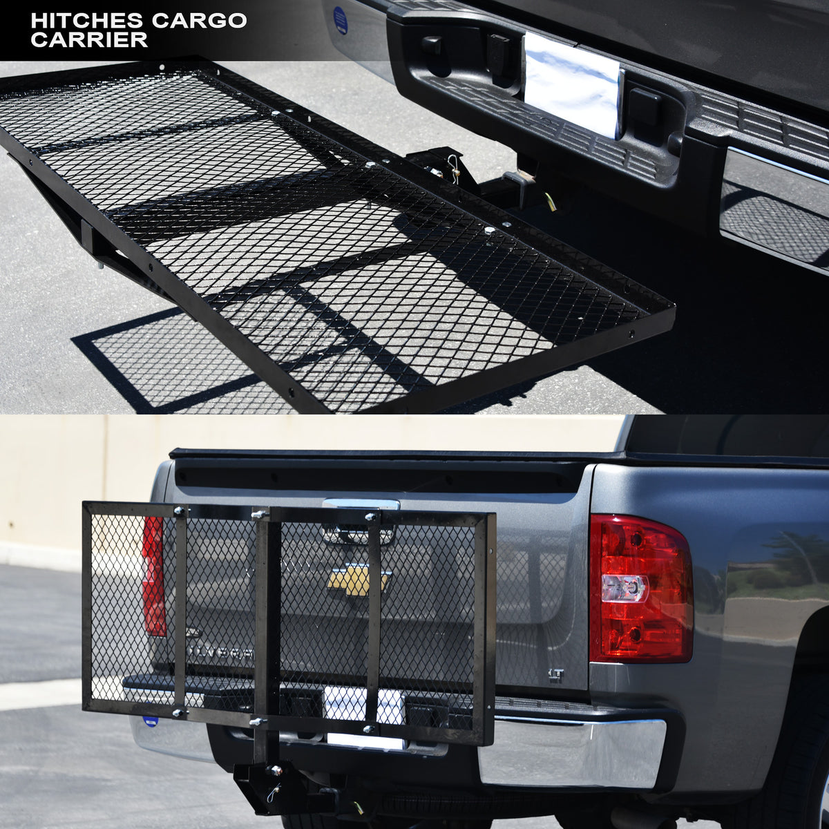 2 in. Receiver Hitch Cargo Carrier 300 lb Fold-Up Tray, 23 x 59 in. - Black
